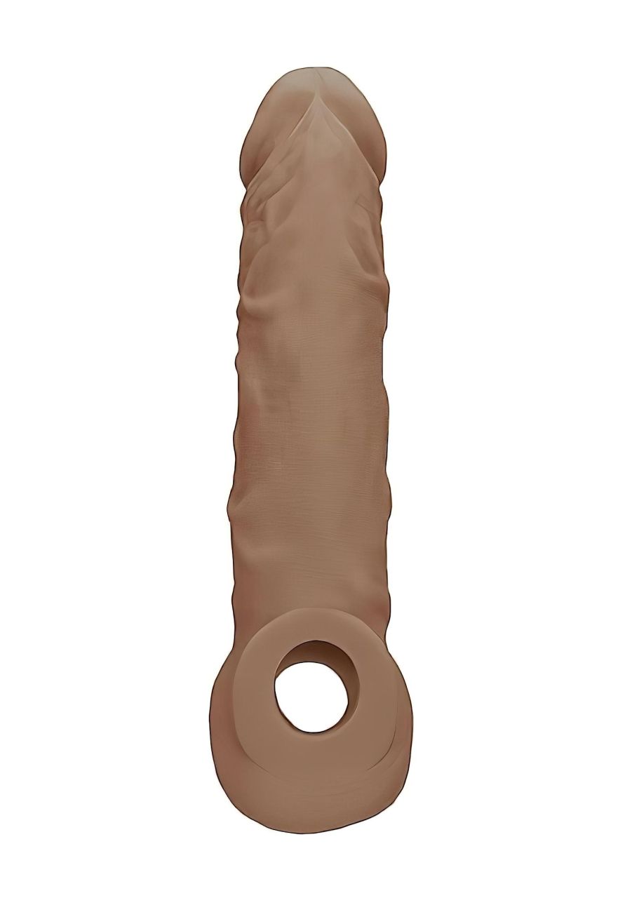 RealRock Penis Sleeve 8 - péniszköpeny (21 cm) - sötét natúr RealRock Penis Sleeve 8 - péniszköpeny (21 cm) - sötét natúr