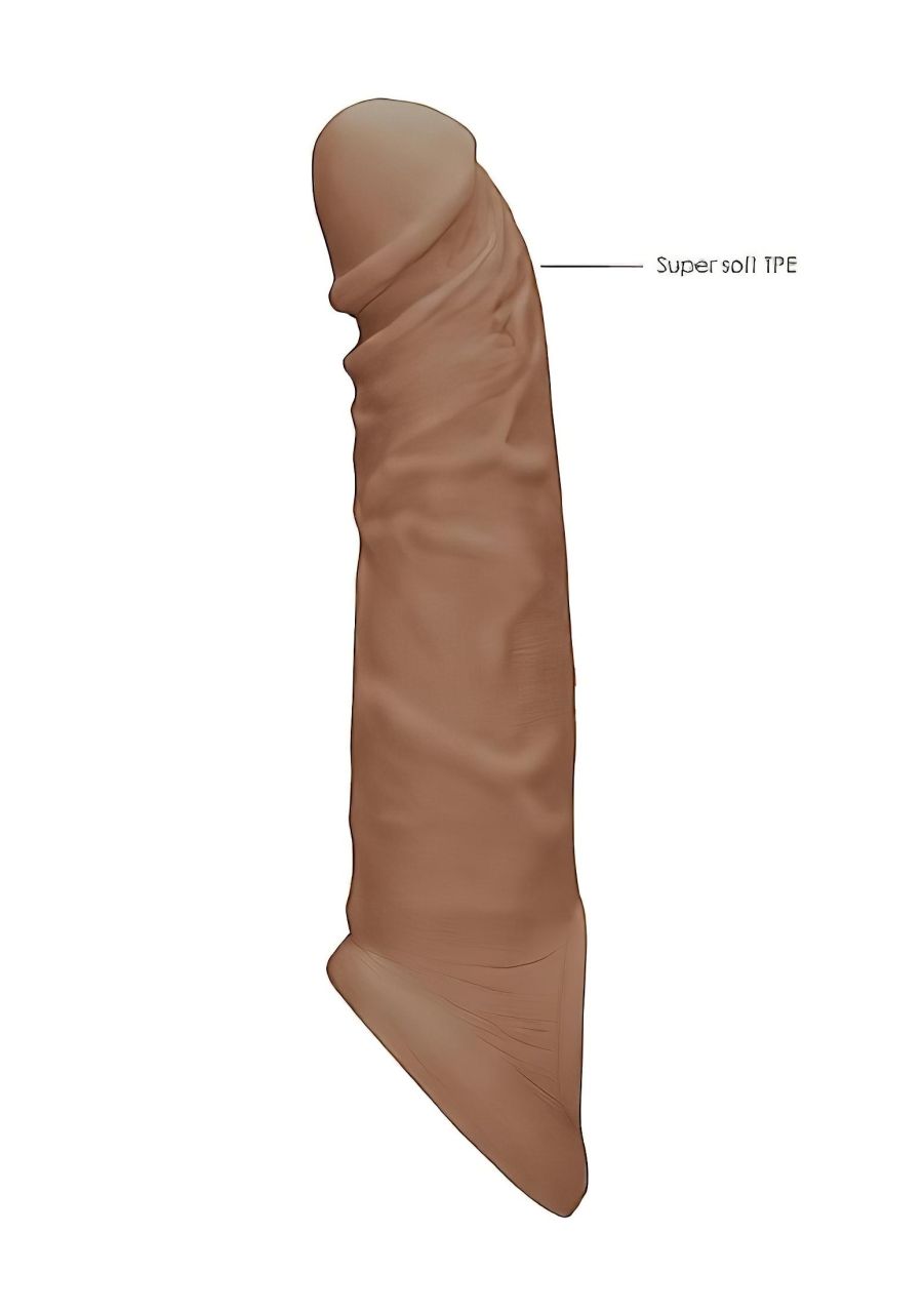 RealRock Penis Sleeve 8 - péniszköpeny (21 cm) - sötét natúr RealRock Penis Sleeve 8 - péniszköpeny (21 cm) - sötét natúr