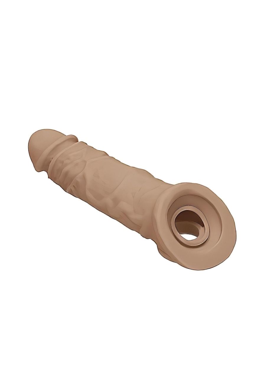 RealRock Penis Sleeve 8 - péniszköpeny (21 cm) - sötét natúr RealRock Penis Sleeve 8 - péniszköpeny (21 cm) - sötét natúr