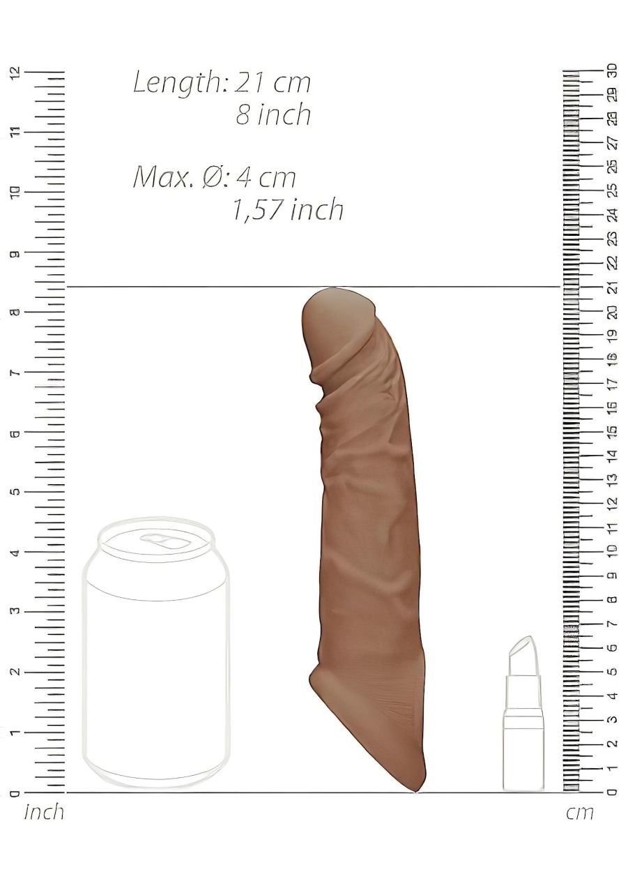 RealRock Penis Sleeve 8 - péniszköpeny (21 cm) - sötét natúr RealRock Penis Sleeve 8 - péniszköpeny (21 cm) - sötét natúr