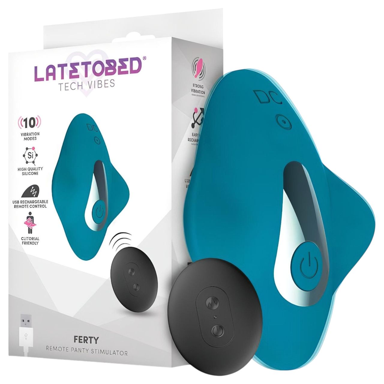 LateToBed Ferty - távirányítós csiklóizgató bugyibetét (kék)