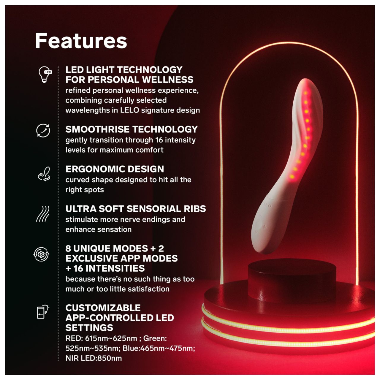 LELO Mona Spectra - okos G-pont vibrátor LED-fénnyel (fehér)