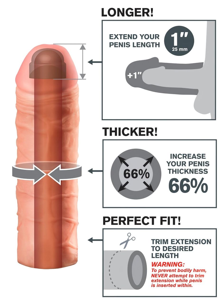 Pipedream - X-TENSION Mega 1 - élethű péniszköpeny (17,7 cm, testszínű) Pipedream - X-TENSION Mega 1 - élethű péniszköpeny (17,7 cm, testszínű)