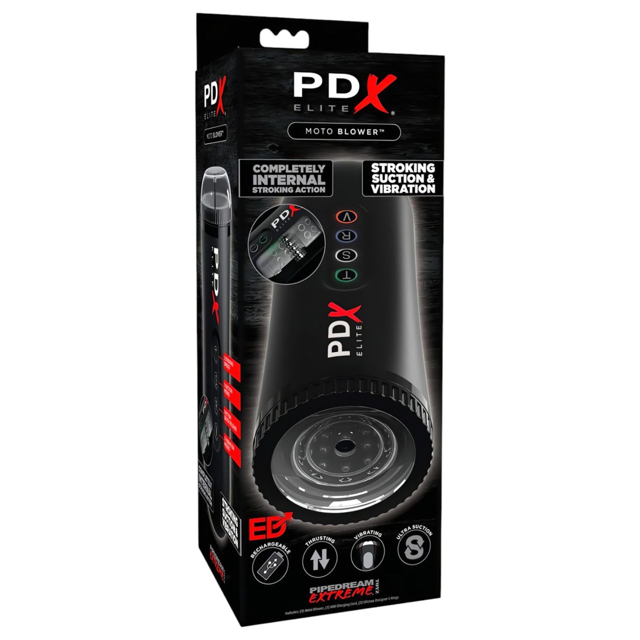PDX Moto Blower - szívó, rezgő maszturbátor (fekete) PDX Moto Blower - szívó, rezgő maszturbátor (fekete)