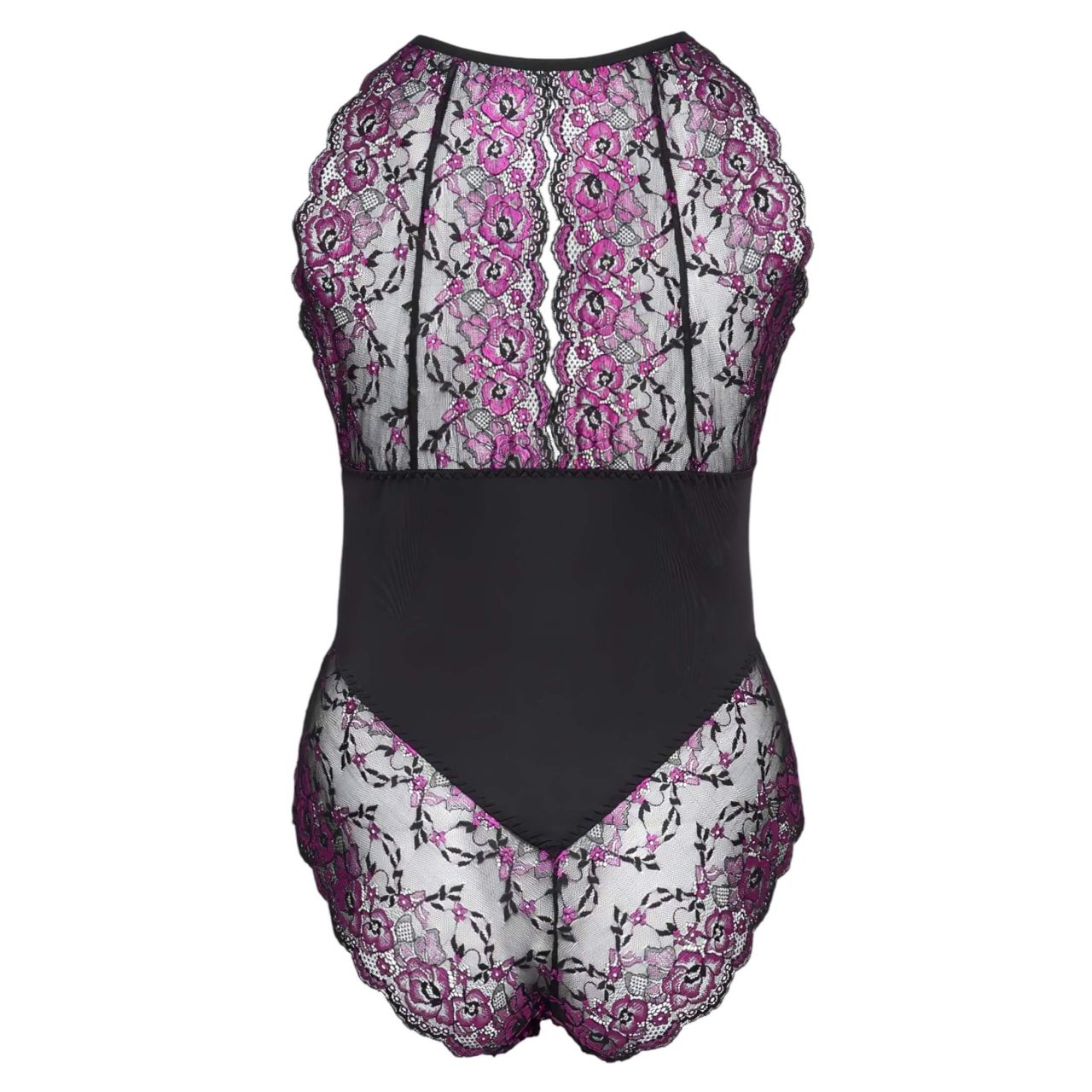 Cottelli Plus Size - virágos body (fekete-lila) Cottelli Plus Size - virágos body (fekete-lila)