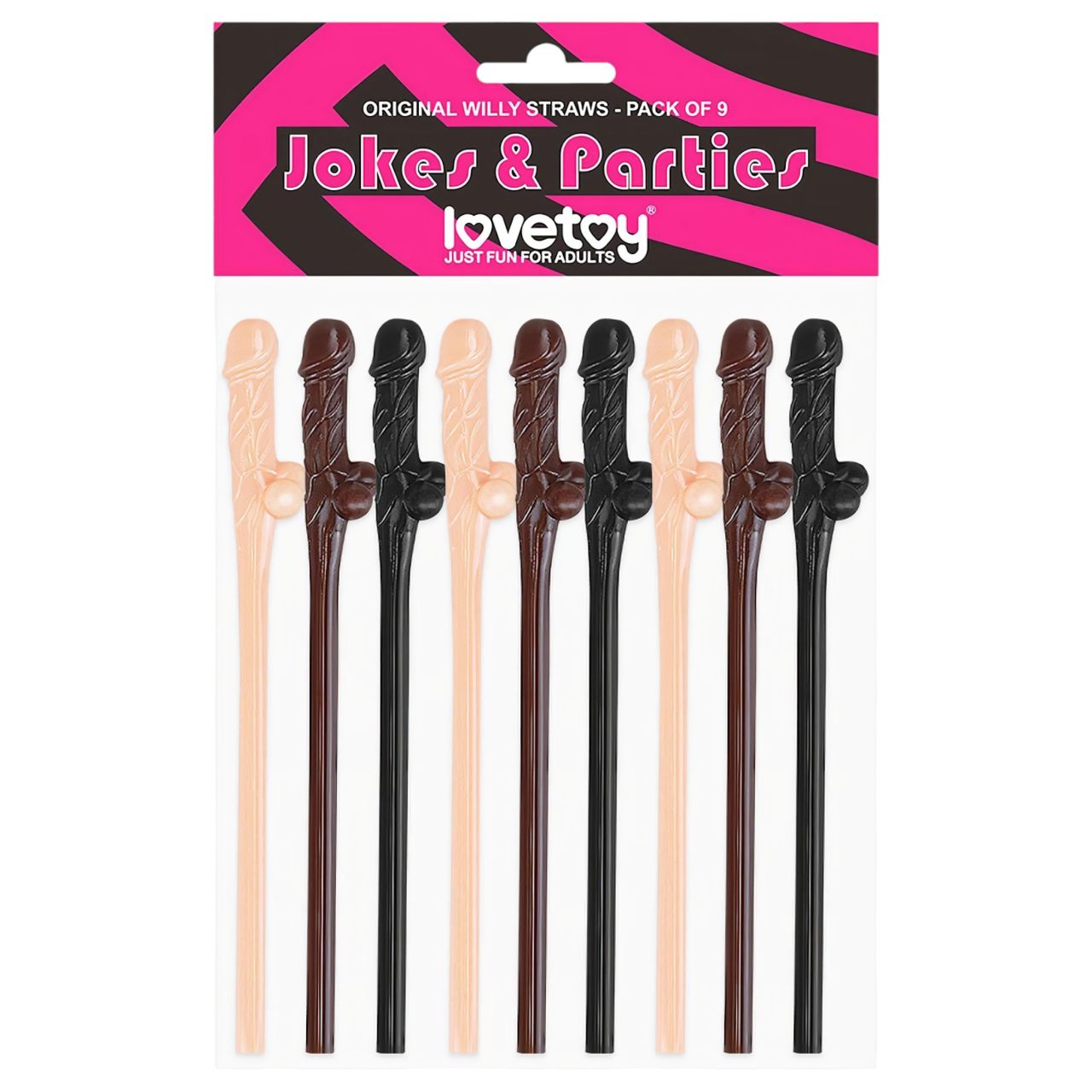 Lovetoy - realisztikus pénisz alakú szívószál party kellék (natúr-barna-fekete)