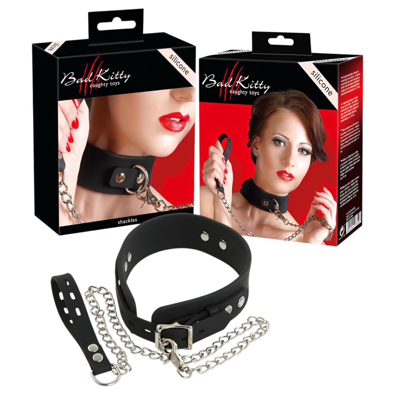 Bad Kitty - szilikon nyakörv és póráz (fekete) Bad Kitty - szilikon nyakörv és póráz (fekete)