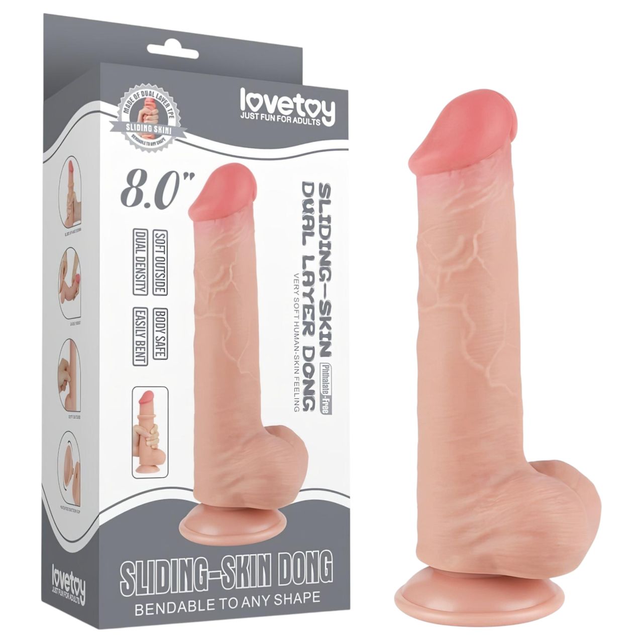 Lovetoy Sliding-Skin - herés kétrétegű dildó - 20,8 cm (testszínű) Lovetoy Sliding-Skin - herés kétrétegű dildó - 20,8 cm (testszínű)