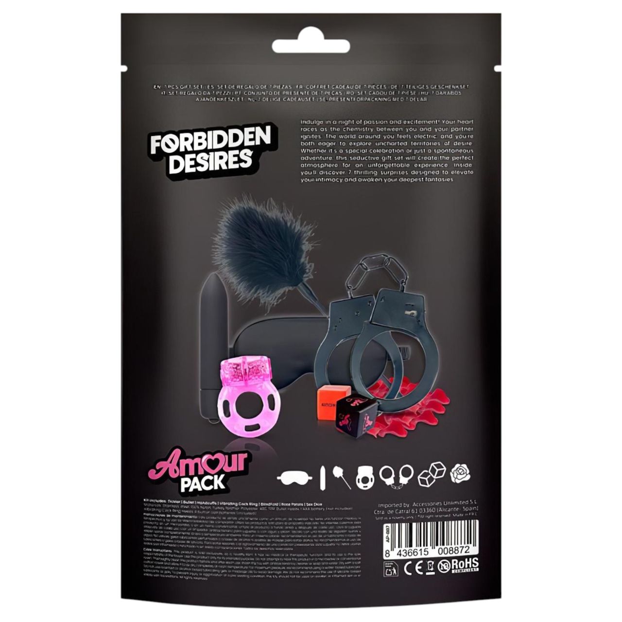 Amour Pack Forbidden Desires - kezdő szett vibrátorral - 7 részes Amour Pack Forbidden Desires - kezdő szett vibrátorral - 7 részes