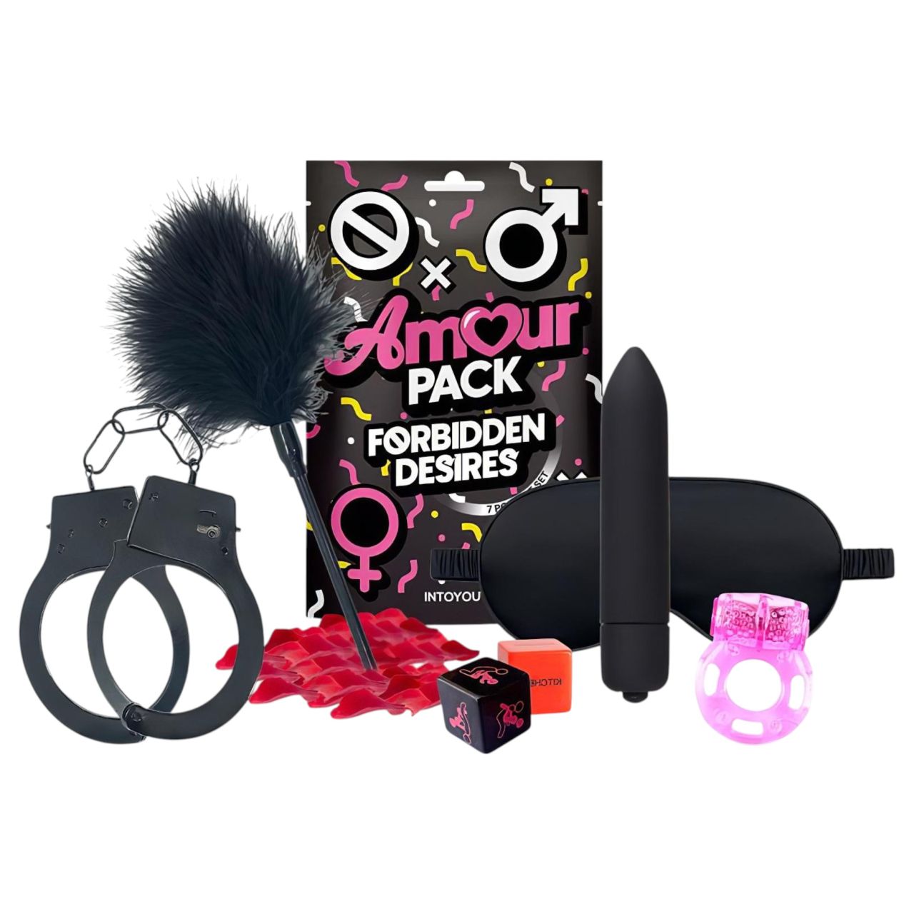 Amour Pack Forbidden Desires - kezdő szett vibrátorral - 7 részes Amour Pack Forbidden Desires - kezdő szett vibrátorral - 7 részes