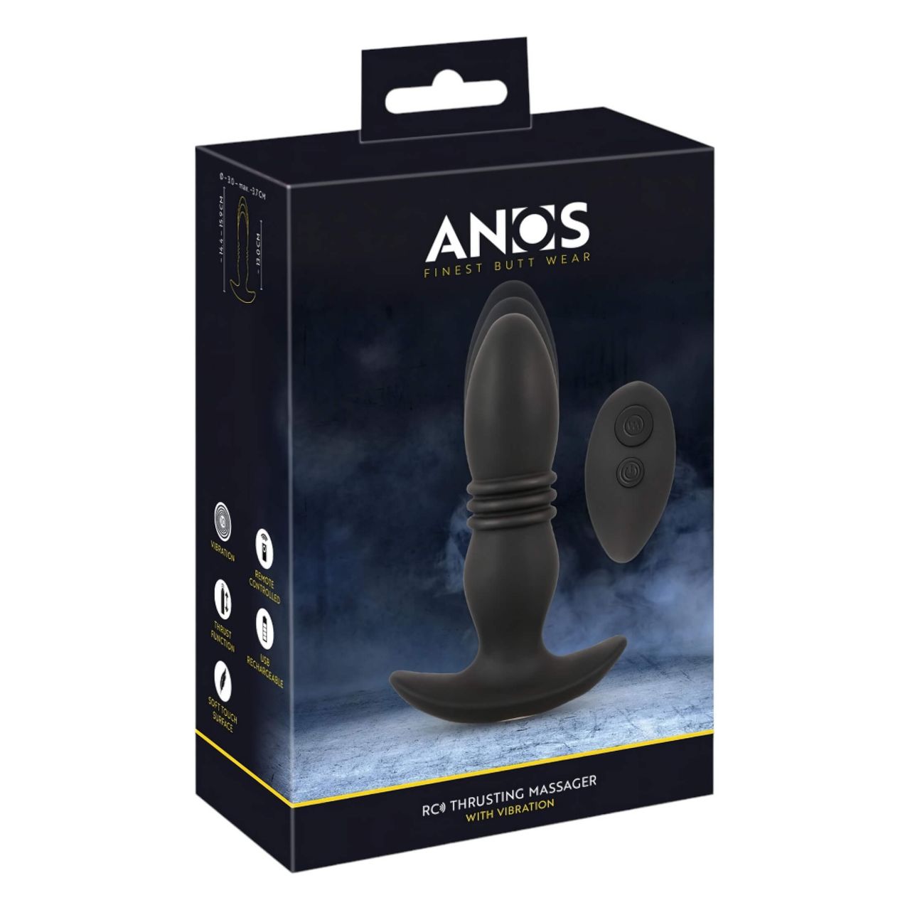 ANOS - rádiós lökő anál vibrátor (fekete) ANOS - rádiós lökő anál vibrátor (fekete)