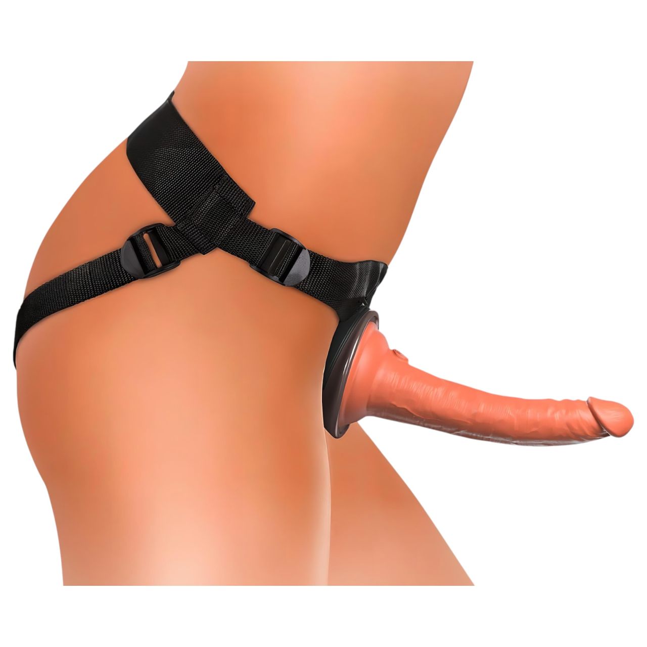 King Cock Elite Comfy - felcsatolható dildó hámmal (sötét testszínű)