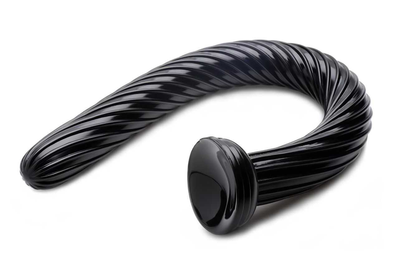 Hosed Spiral Anal Snake 19 - tapadókorongos anál dildó (fekete)