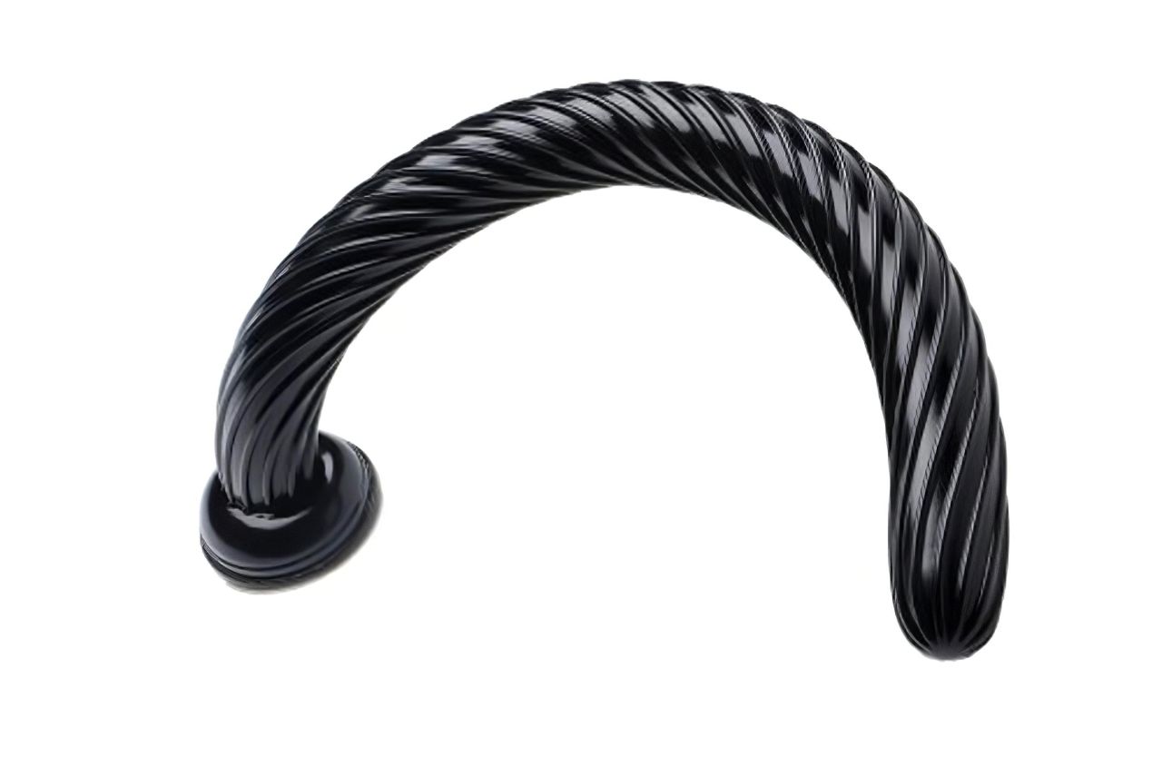 Hosed Spiral Anal Snake 19 - tapadókorongos anál dildó (fekete)