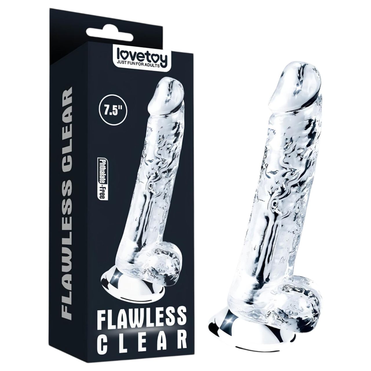 Lovetoy Flawless Clear - tapadókorongos dildó - 19 cm (átlátszó) Lovetoy Flawless Clear - tapadókorongos dildó - 19 cm (átlátszó)
