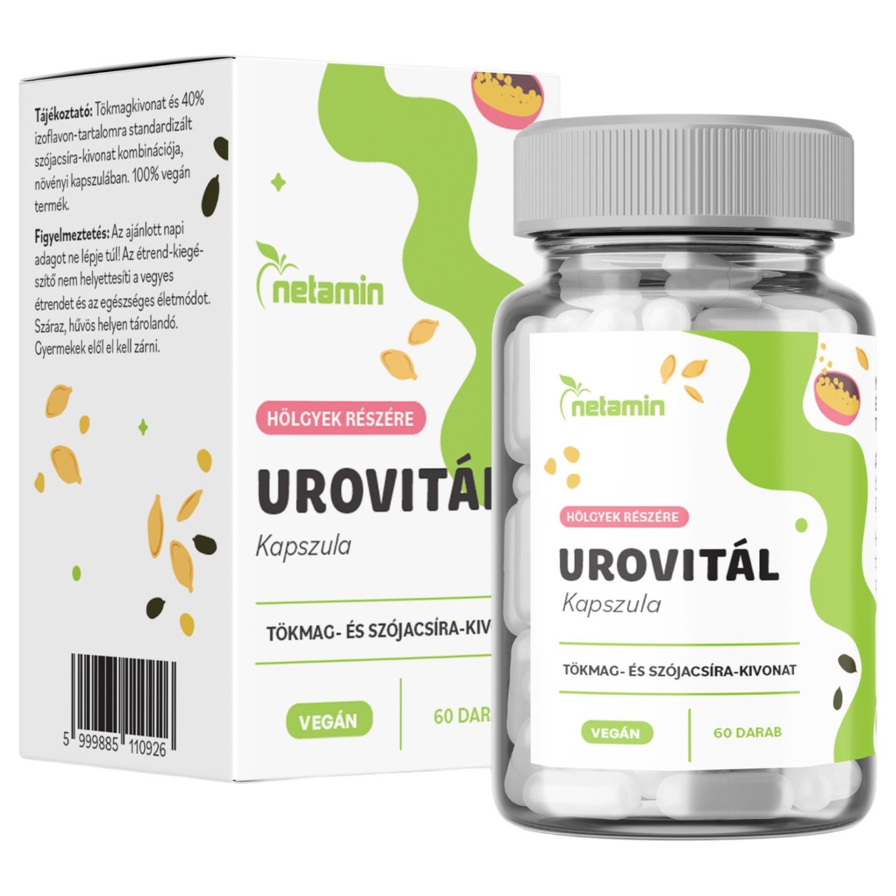 Netamin UroVitál - étrend kiegészítő kapszula inkontinenciára (60 db)