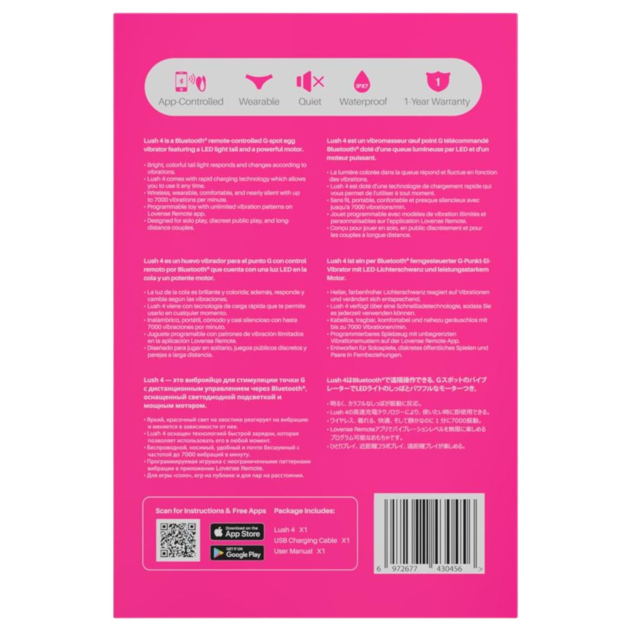 Lovense Lush 4 - hordható App-vezérelt vibrációs tojás (pink) Lovense Lush 4 - hordható App-vezérelt vibrációs tojás (pink)
