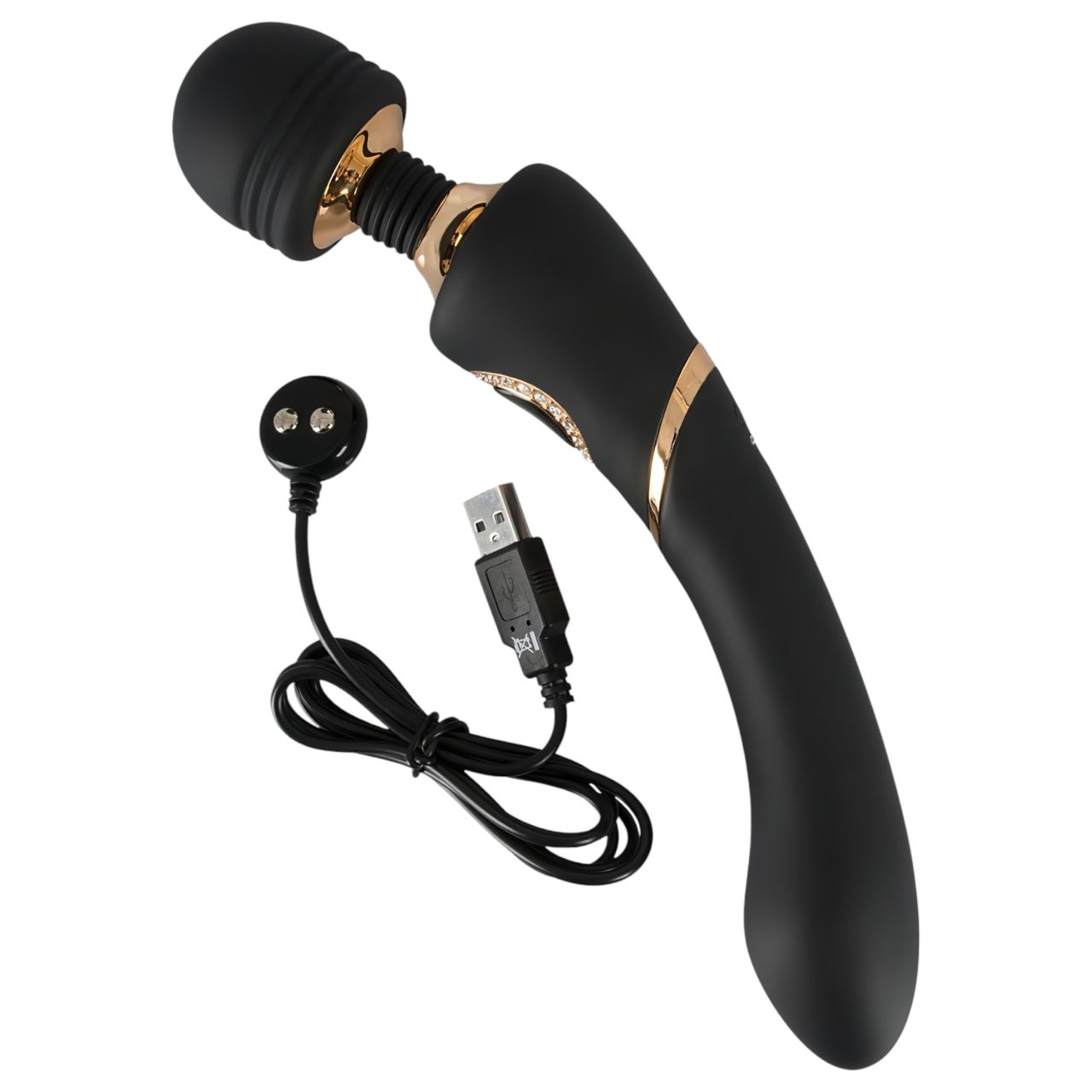Cleopatra Wand - prémium masszírozó vibrátor strasszokkal (fekete) Cleopatra Wand - prémium masszírozó vibrátor strasszokkal (fekete)