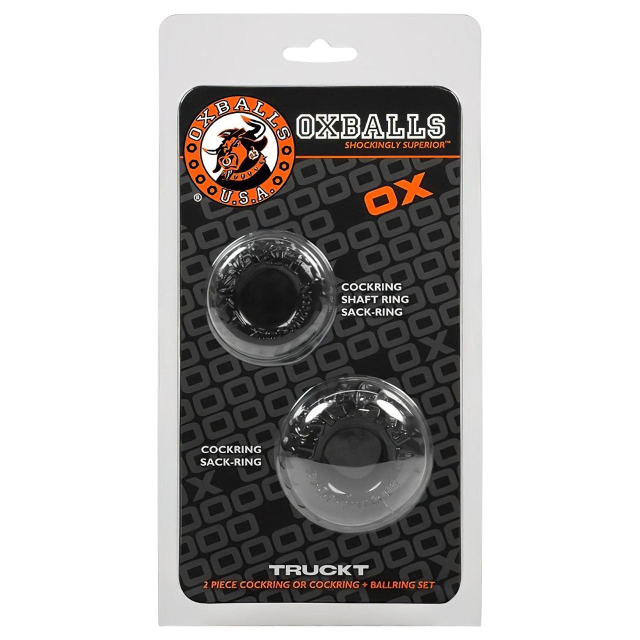 OXBALLS - bordázott péniszgyűrű szett (fekete)