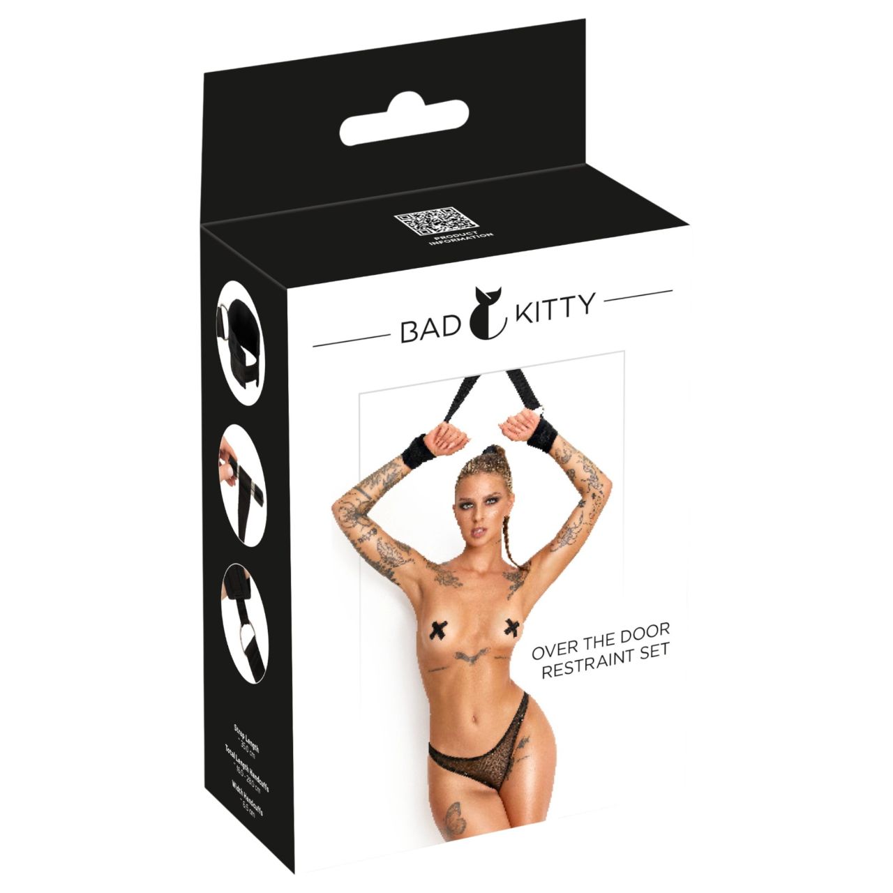 Bad Kitty - ajtóra akasztható csuklórögzítő szett (fekete) Bad Kitty - ajtóra akasztható csuklórögzítő szett (fekete)