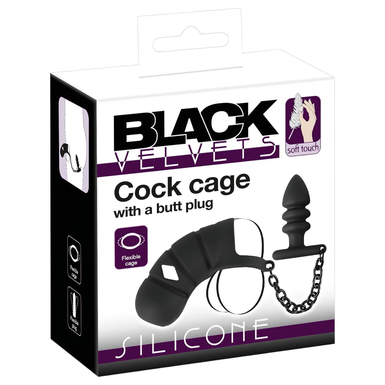 Black Velvets - szilikon pénisz ketrec anál pluggal (fekete) Black Velvets - szilikon pénisz ketrec anál pluggal (fekete)