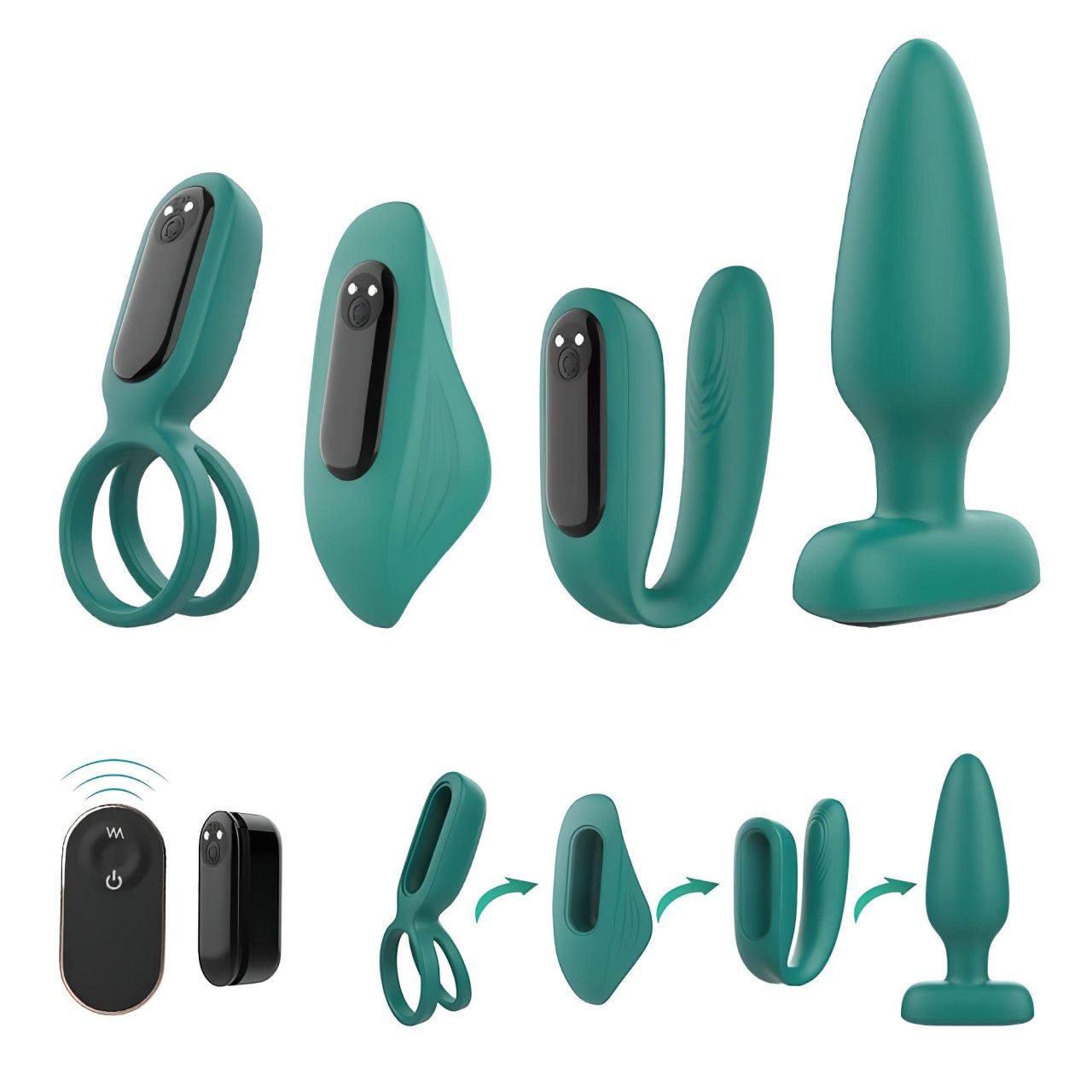 Sex HD - akkus, távirányítós, 4 részes vibrátor szett (zöld) Sex HD - akkus, távirányítós, 4 részes vibrátor szett (zöld)