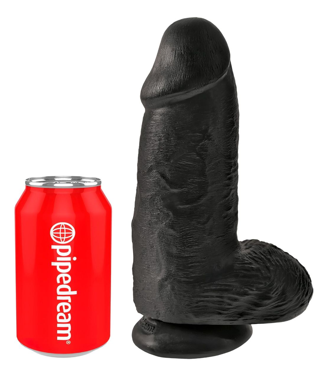 King Cock 9 Chubby - tapadókorongos, herés dildó (23 cm, fekete)