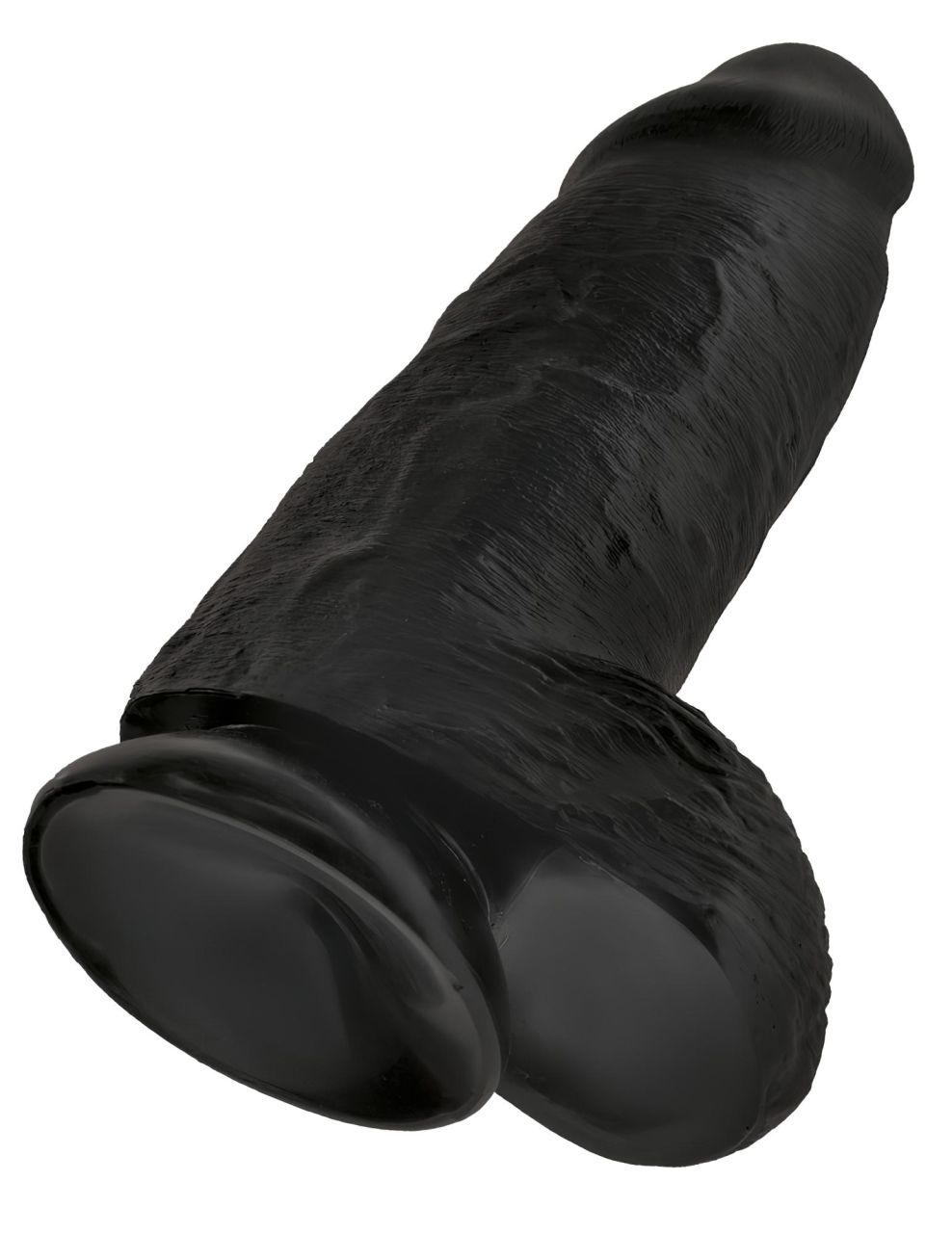 King Cock 9 Chubby - tapadókorongos, herés dildó (23 cm, fekete)