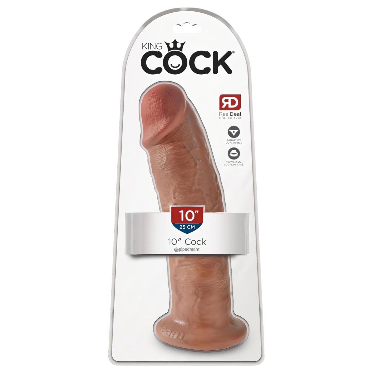 King Cock 10 - nagy tapadókorongos dildó (25 cm) - sötét natúr