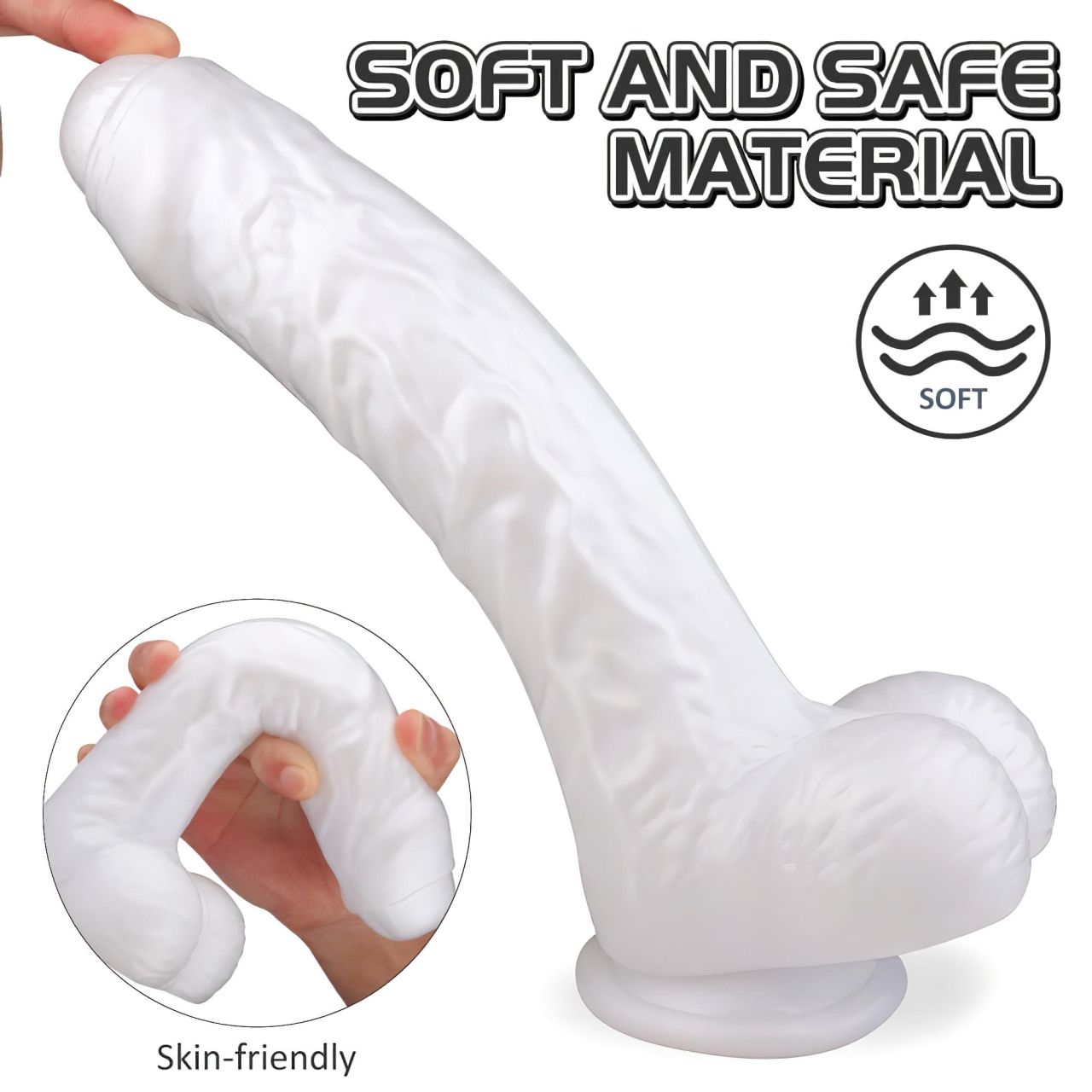 Sex HD Martin - tapadókorongos, herés élethű dildó (fehér)
