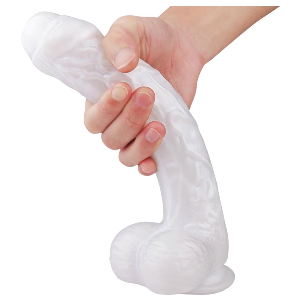 Sex HD Martin - tapadókorongos, herés élethű dildó (fehér)