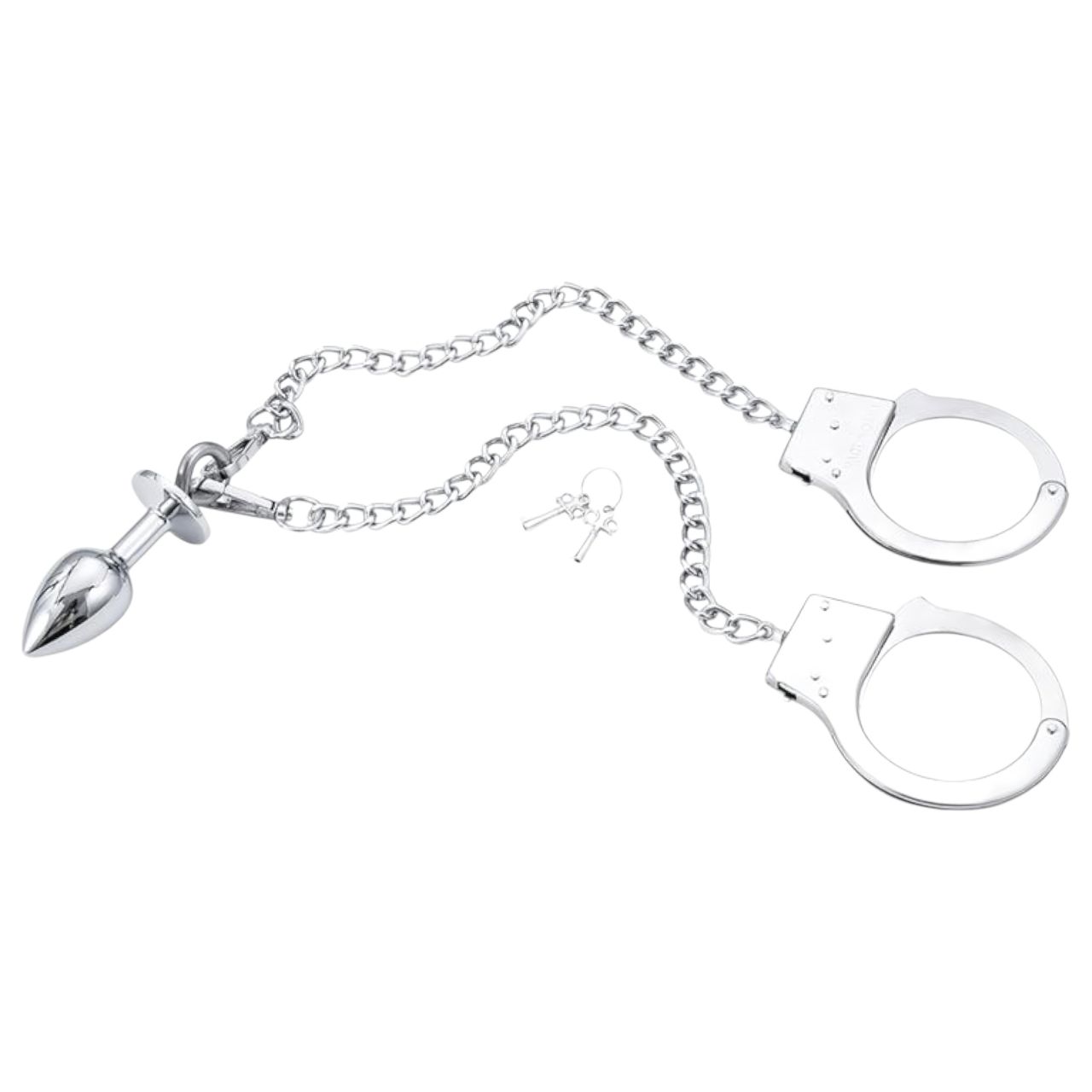 LateToBed BDSM - bilincsek anál pluggal (ezüst) LateToBed BDSM - bilincsek anál pluggal (ezüst)