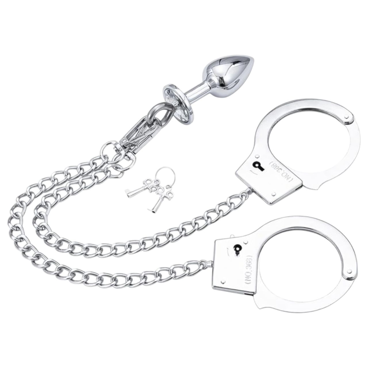 LateToBed BDSM - bilincsek anál pluggal (ezüst) LateToBed BDSM - bilincsek anál pluggal (ezüst)