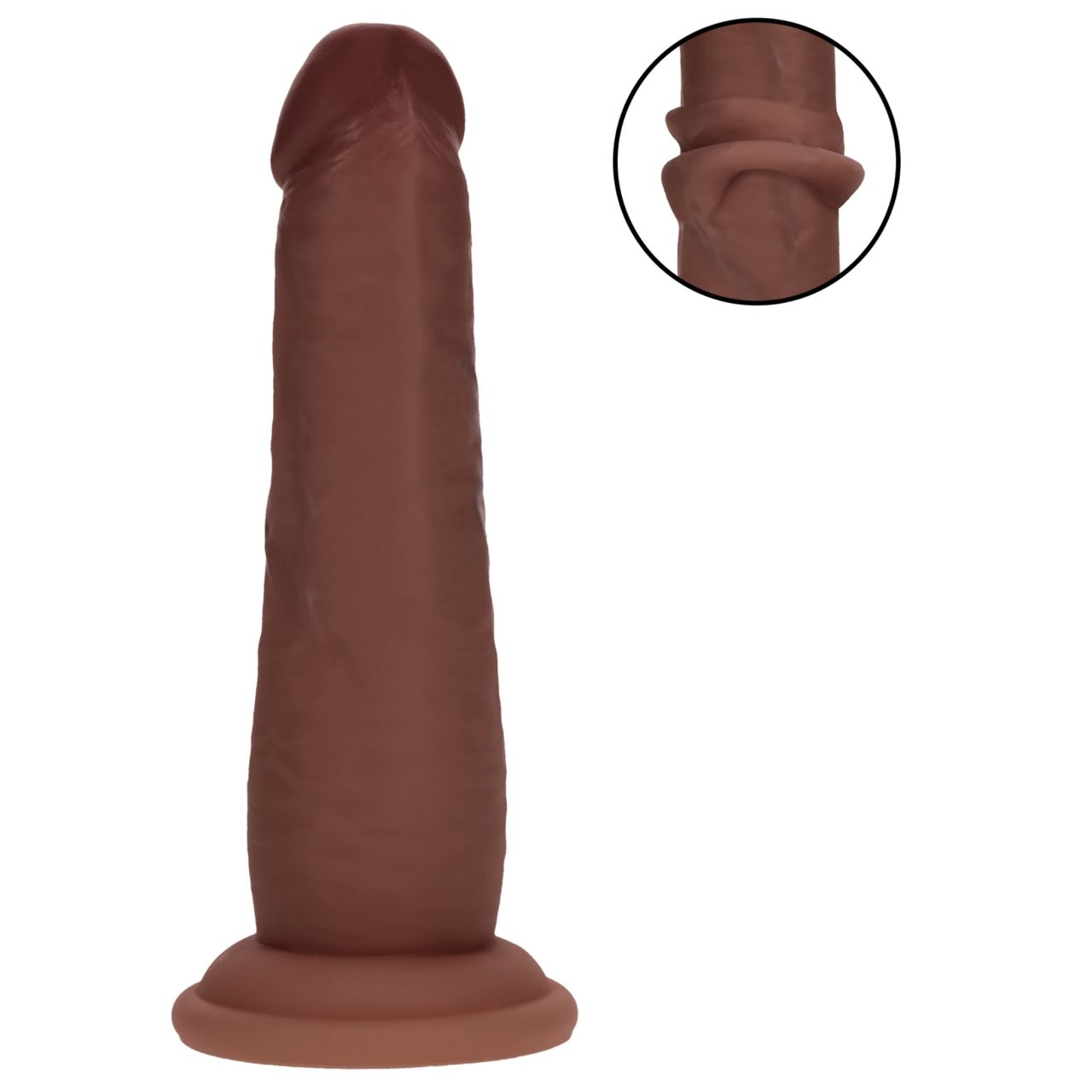 RealRock - dupla sűrűségű élethű dildó (barna) - 15,5 cm