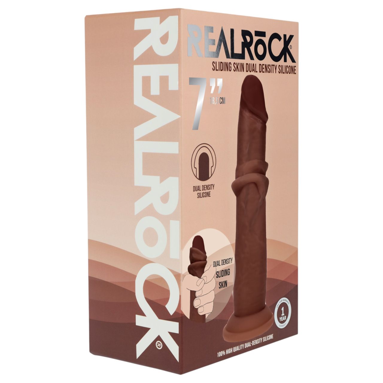 RealRock - dupla sűrűségű élethű dildó (barna) - 18,5 cm RealRock - dupla sűrűségű élethű dildó (barna) - 18,5 cm