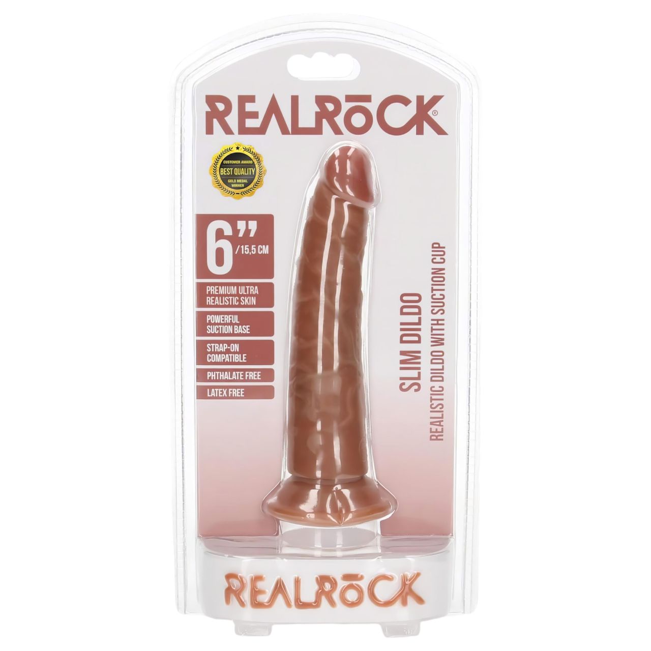 RealRock Slim - realisztikus dildó 15,5 cm (sötét testszínű) RealRock Slim - realisztikus dildó 15,5 cm (sötét testszínű)
