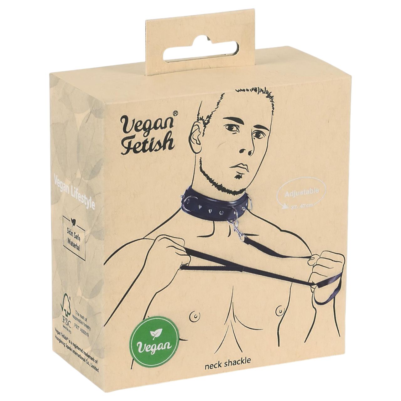 Vegan Fetish - szegecses nyakörv és póráz (fekete) Vegan Fetish - szegecses nyakörv és póráz (fekete)