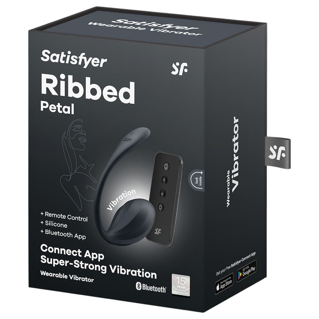 Satisfyer Ribbed Petal - hordható rádiós vibrációs tojás (fekete)