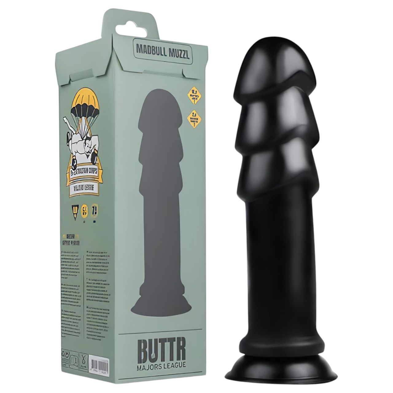 BUTTR Madbull Muzzl - tapadókorongos dildó (fekete)