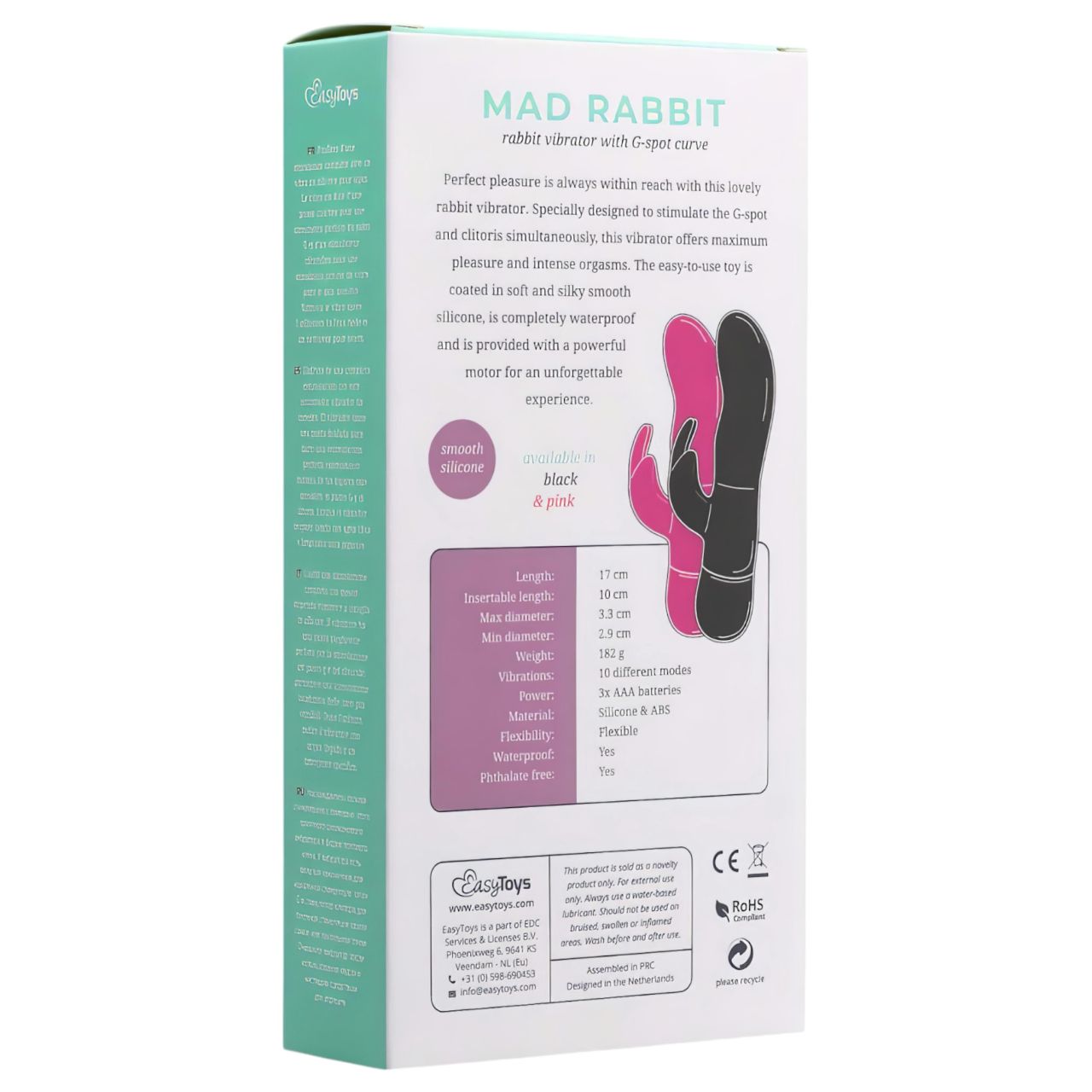 EasyToys Mad Rabbit - nyuszis csiklókaros vibrátor (pink)