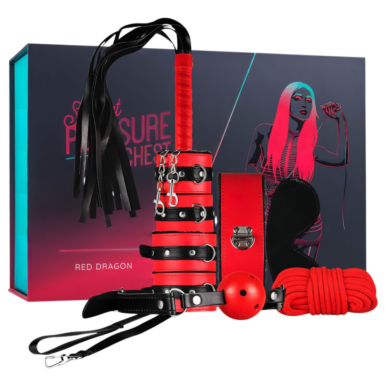 Secret Pleasure Chest - haladó BDSM készlet - 10 részes (piros) Secret Pleasure Chest - haladó BDSM készlet - 10 részes (piros)