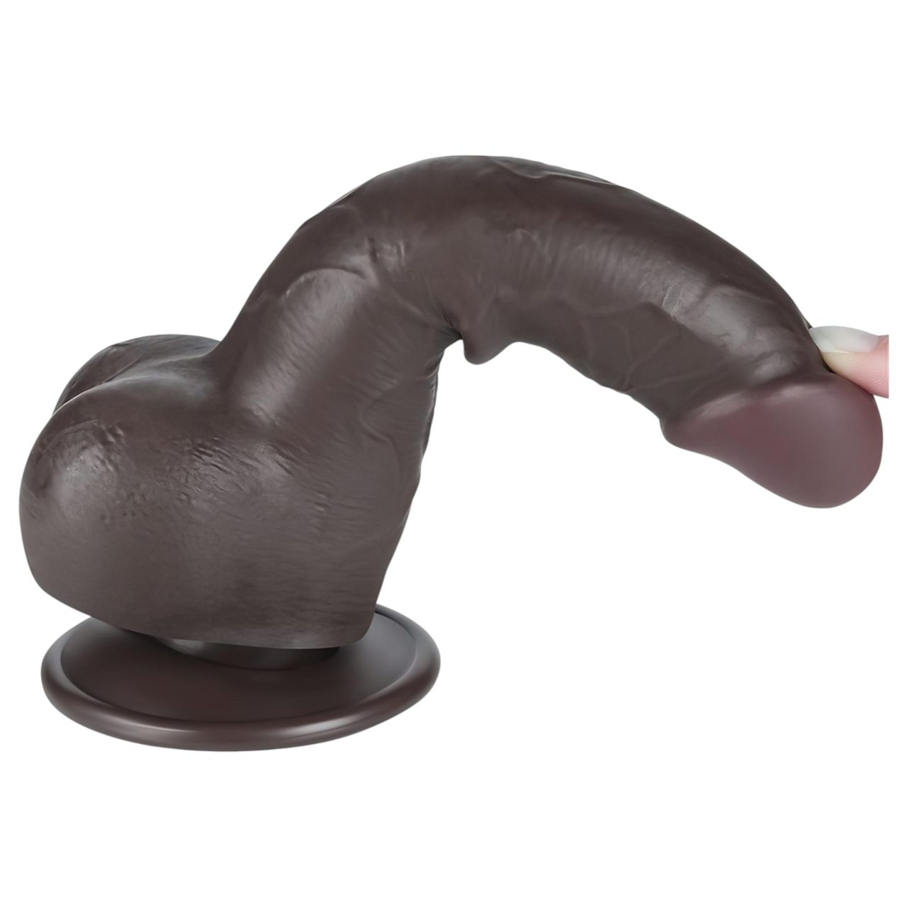 Lovetoy Sliding-Skin - herés kétrétegű dildó - 19,5 cm (barna) Lovetoy Sliding-Skin - herés kétrétegű dildó - 19,5 cm (barna)