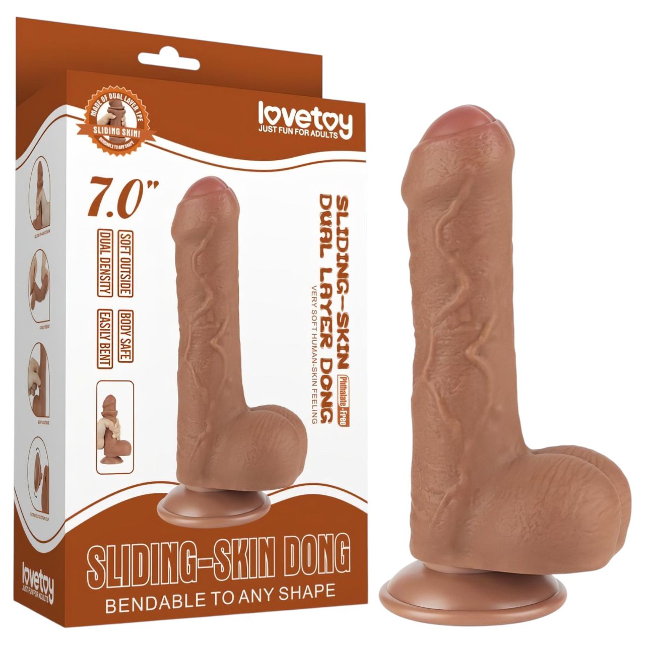 Lovetoy Sliding-Skin - herés kétrétegű dildó - 18,3 cm (testszínű) Lovetoy Sliding-Skin - herés kétrétegű dildó - 18,3 cm (testszínű)