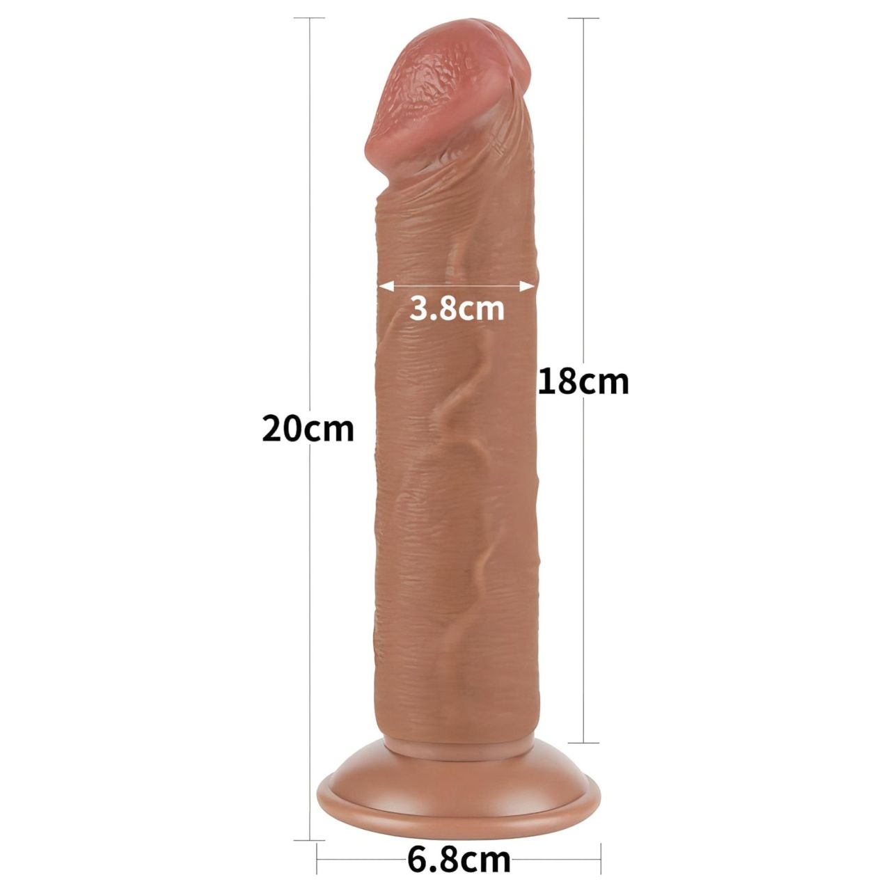 Lovetoy Sliding-Skin - tapadókorongos kétrétegű dildó - 20 cm (testszínű) Lovetoy Sliding-Skin - tapadókorongos kétrétegű dildó - 20 cm (testszínű)