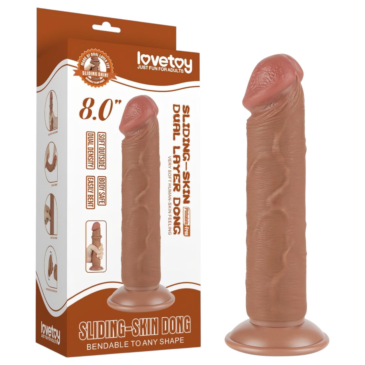 Lovetoy Sliding-Skin - tapadókorongos kétrétegű dildó - 20 cm (testszínű) Lovetoy Sliding-Skin - tapadókorongos kétrétegű dildó - 20 cm (testszínű)