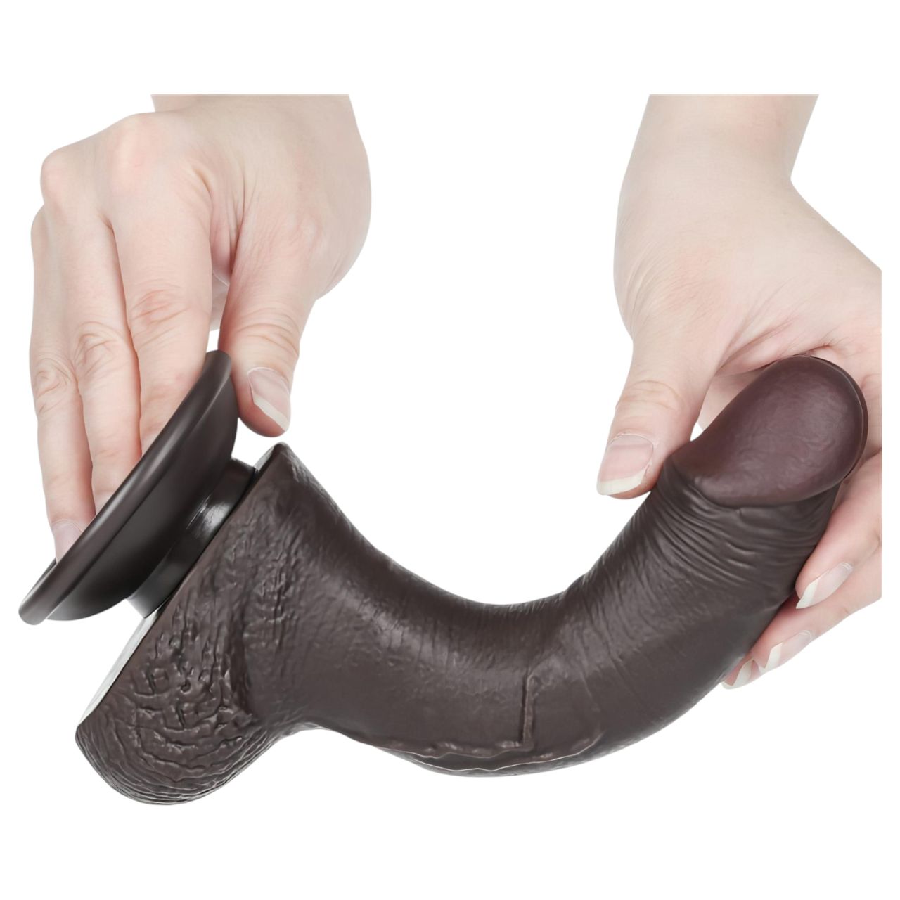 Sliding-Skin - tapadókorongos kétrétegű dildó - 19,5 cm (barna) Sliding-Skin - tapadókorongos kétrétegű dildó - 19,5 cm (barna)