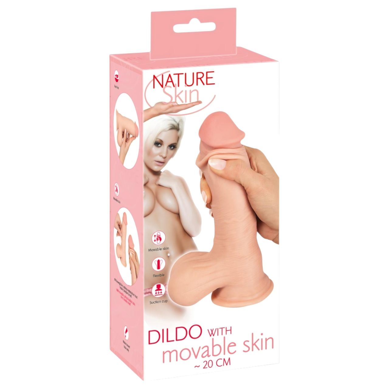 Nature Skin - dildó bőrrel - 20 cm (testszínű)