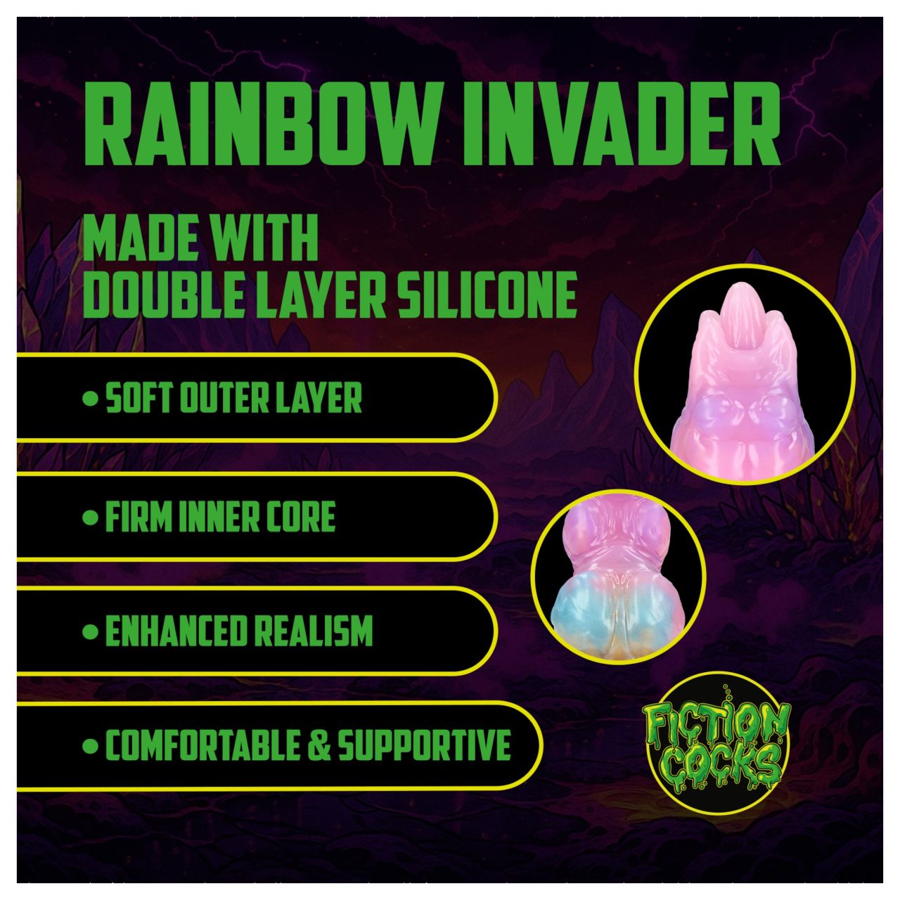 Ouch! Rainbow Invader - szilikon fantáziadildó (szivárvány)