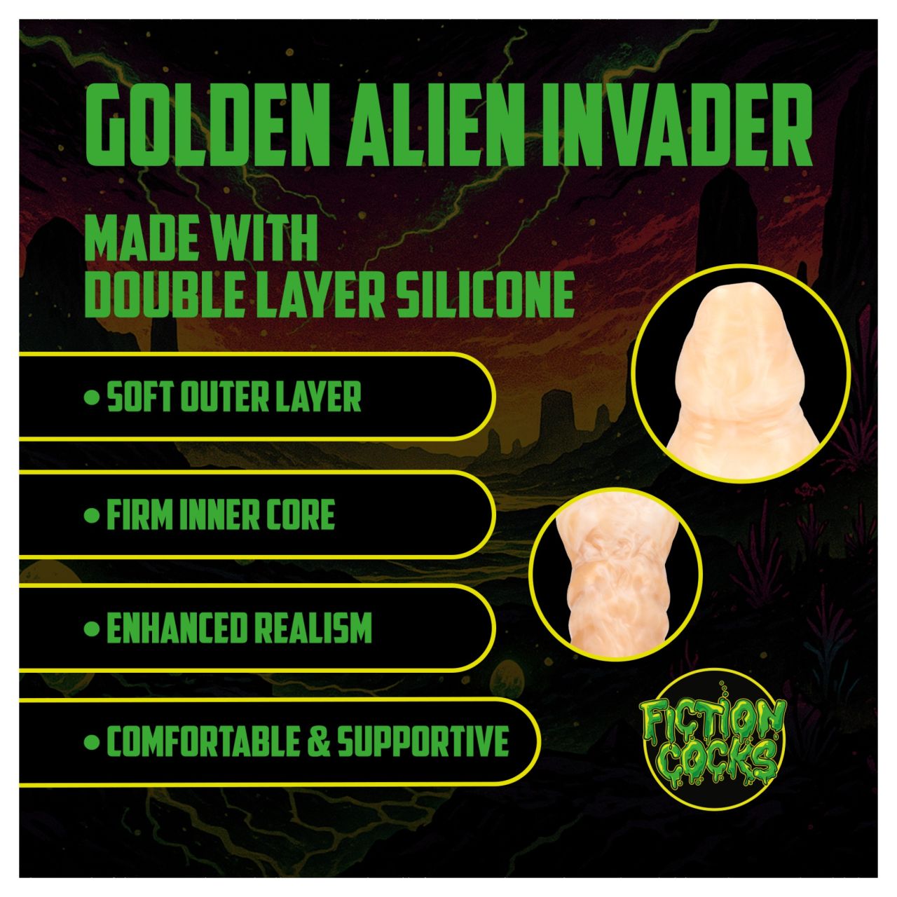 Ouch! Golden Alien Invader - szilikon fantáziadildó (arany)