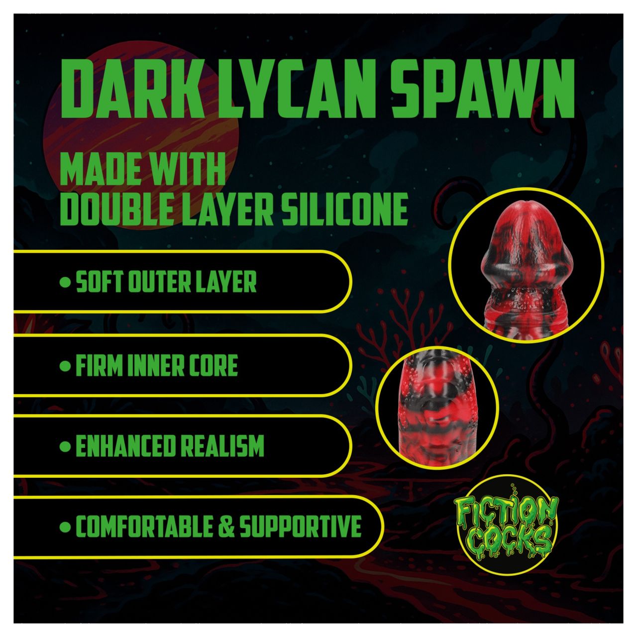 Ouch! Dark Lycan Spawn - szilikon fantáziadildó (piros-fekete)